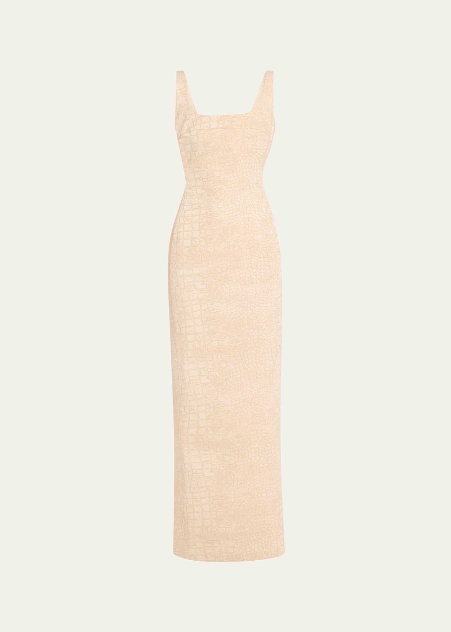 la robe crayon croc woven maxi dress
