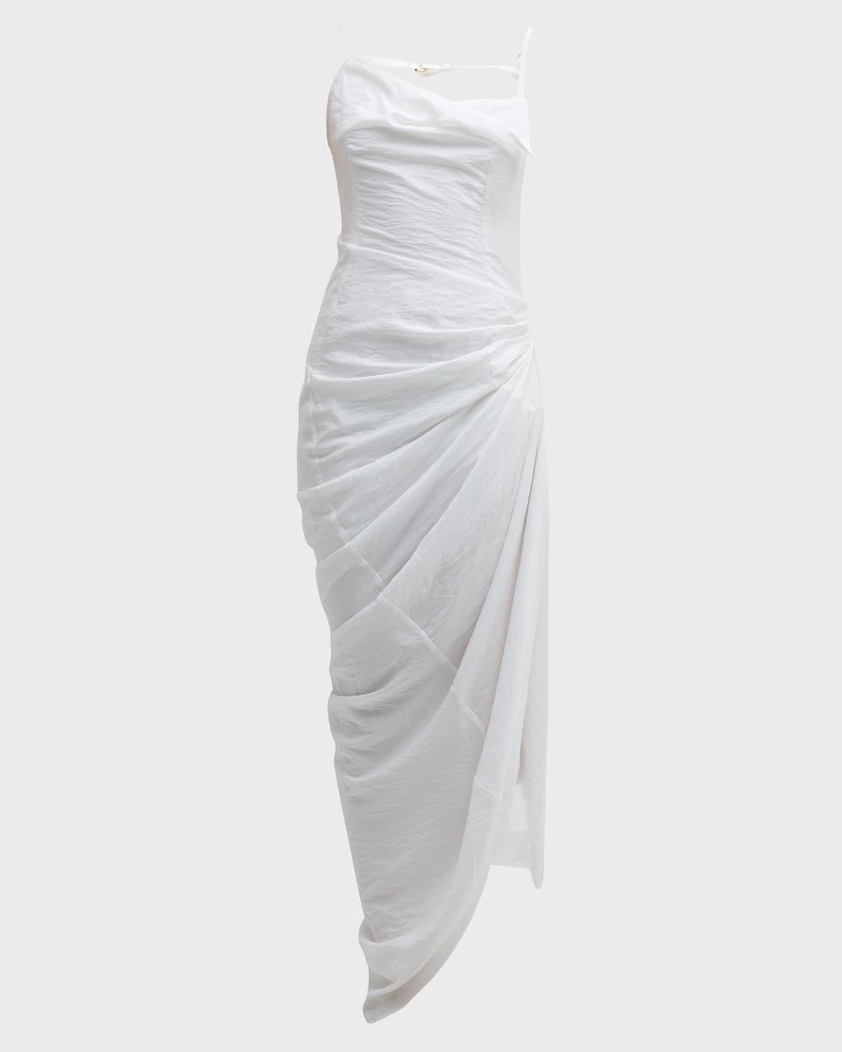 la robe saudade longue ruched maxi dress