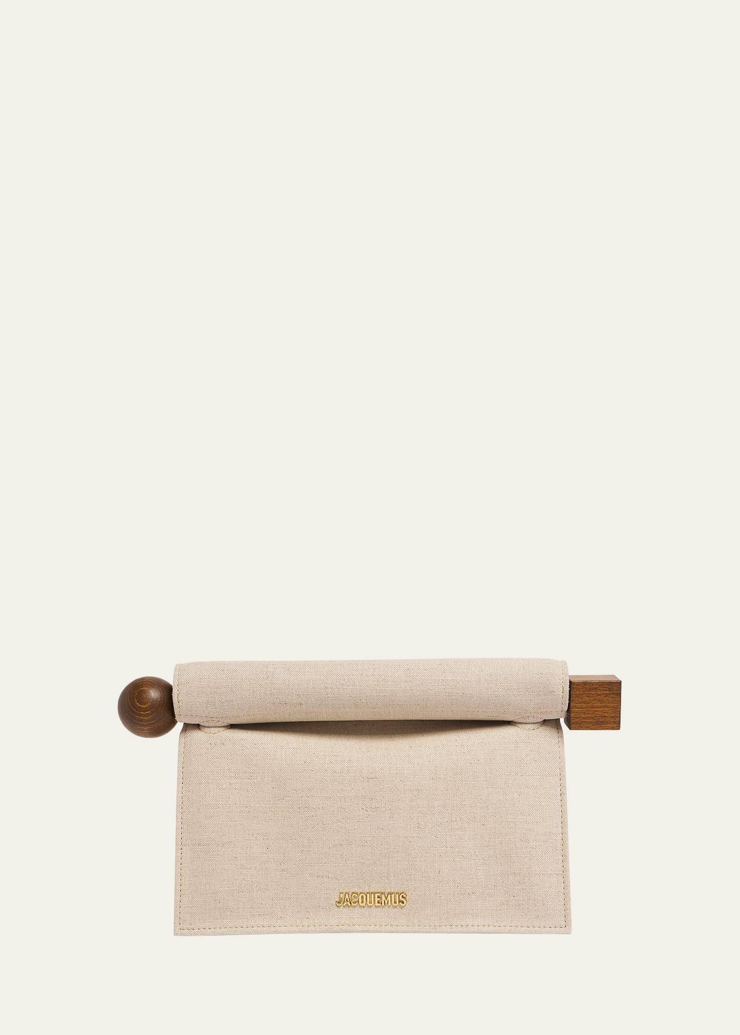 la rond carré linen clutch bag