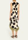 la scala floral velvet feather trim high-low dress