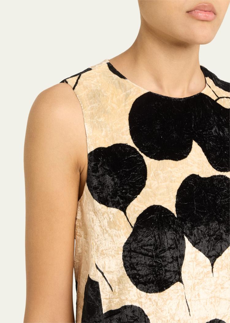 la scala floral velvet feather trim high-low dress