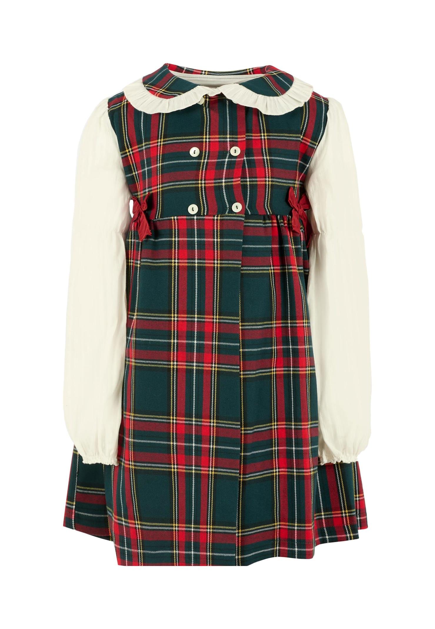la stupenderia multicolor dress for girl with red bow