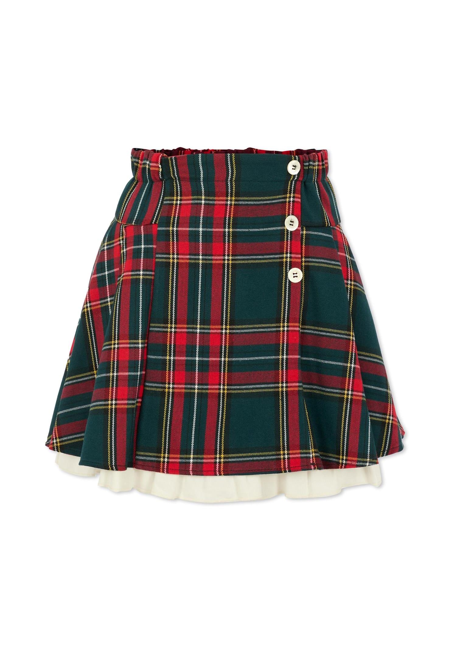 la stupenderia red skirt for girl with buttons