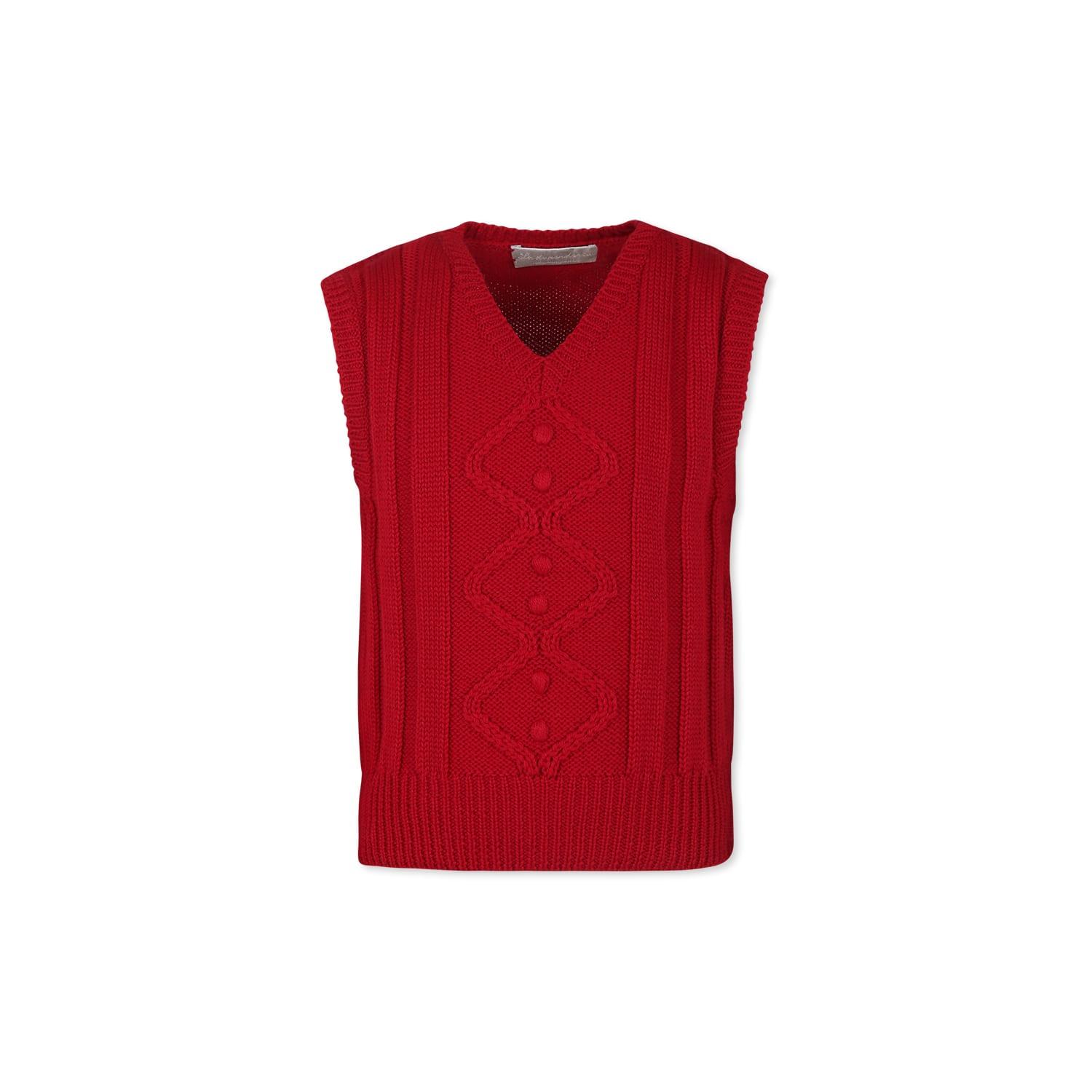 la stupenderia red vest sweater for girl