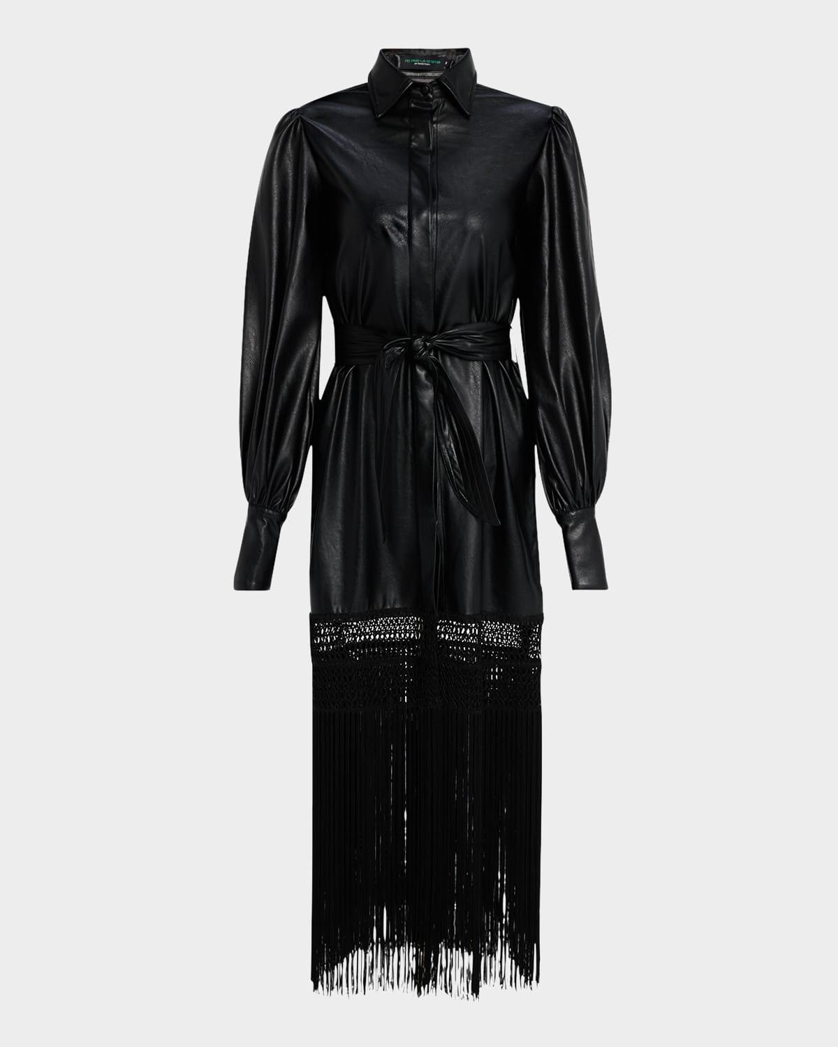 la victoria long-sleeve fringe dress