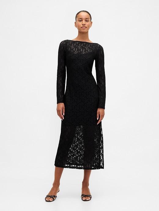 lace bell-sleeve maxi dress