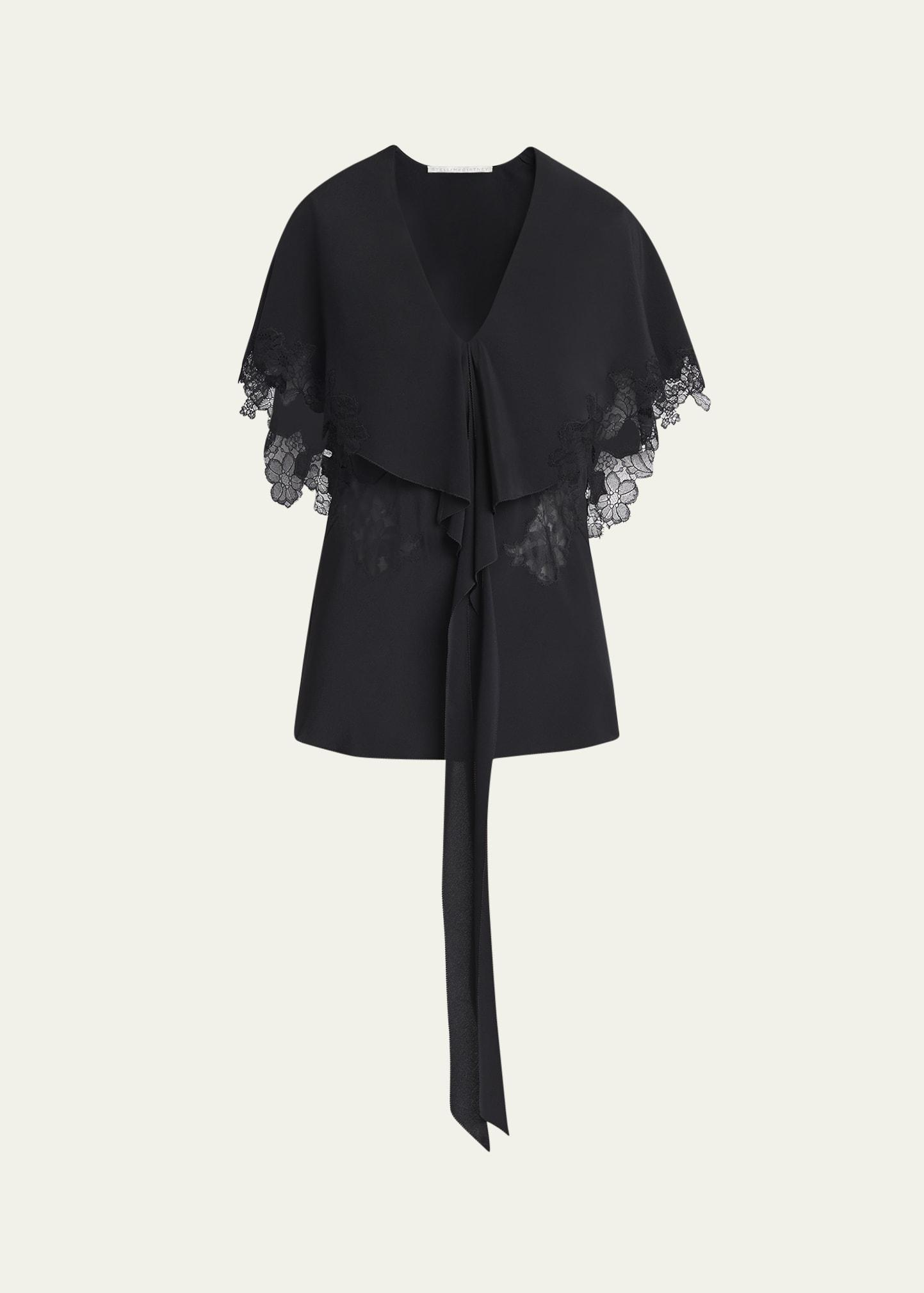 lace cape silk blouse