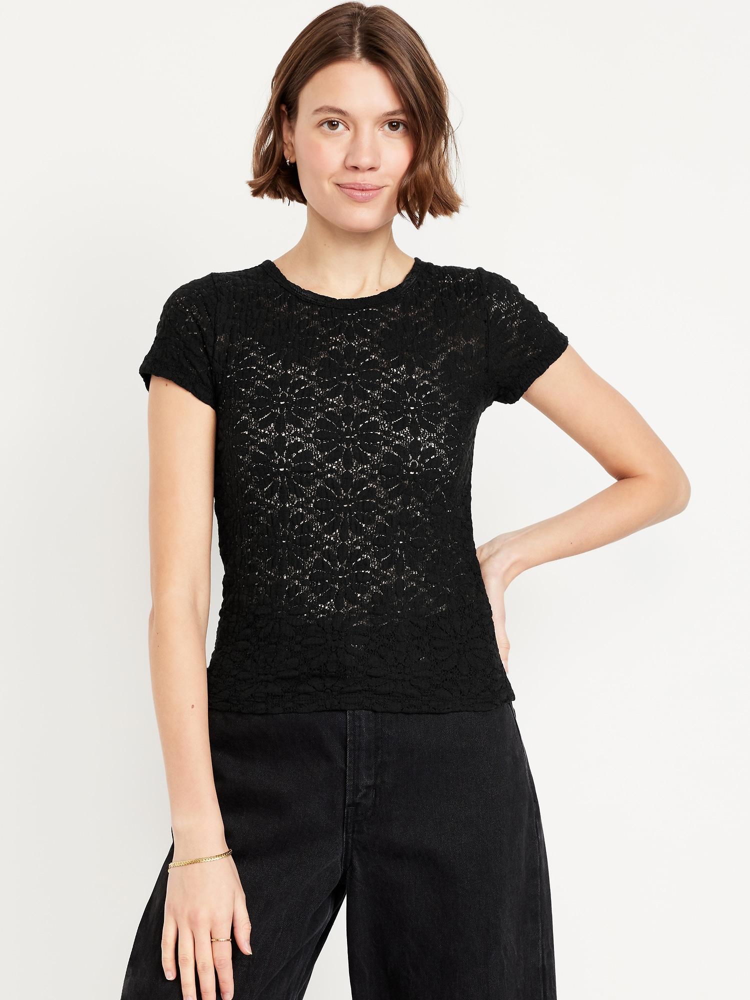 lace crew-neck top