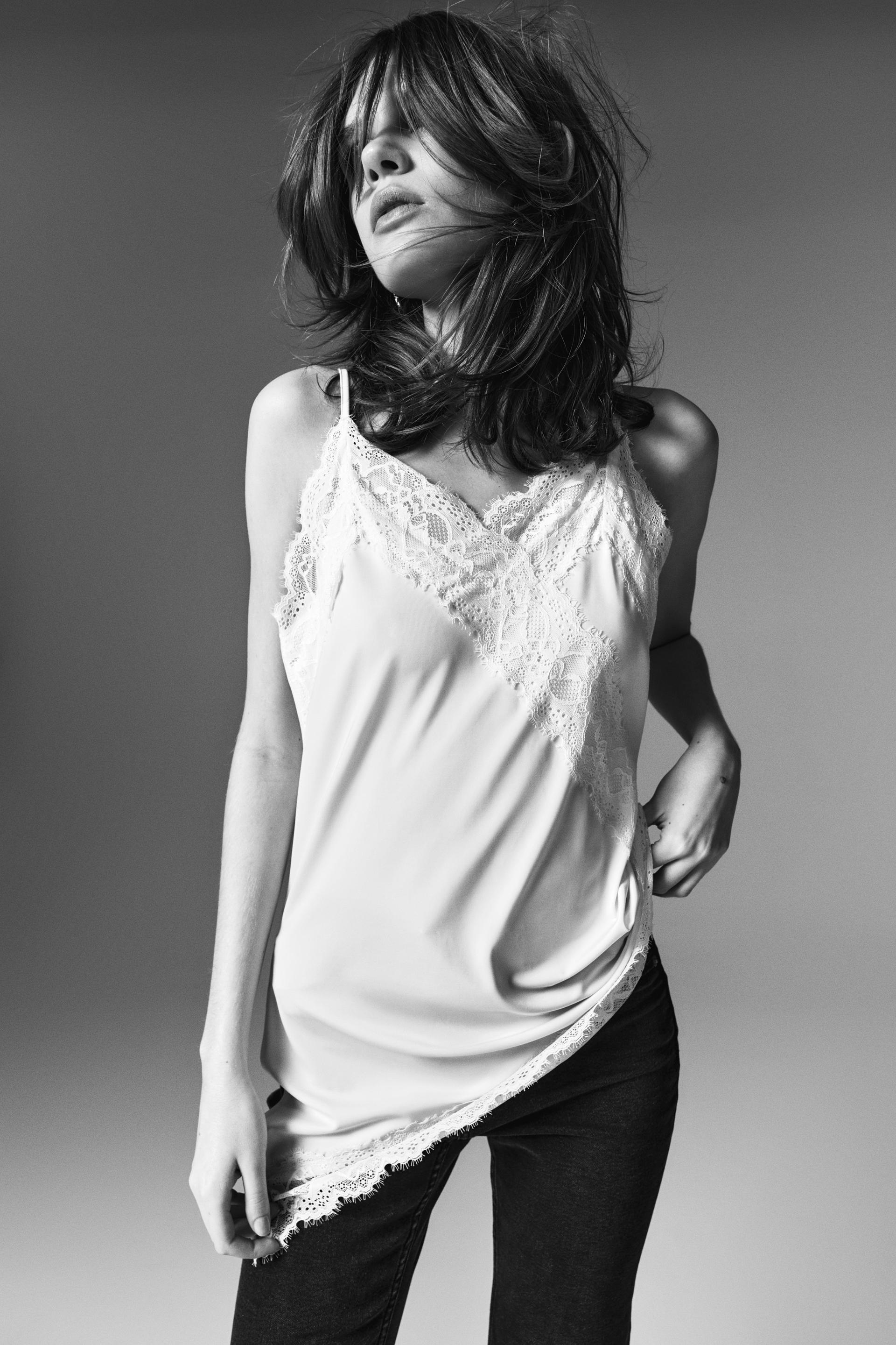 lace-detail jersey camisole top