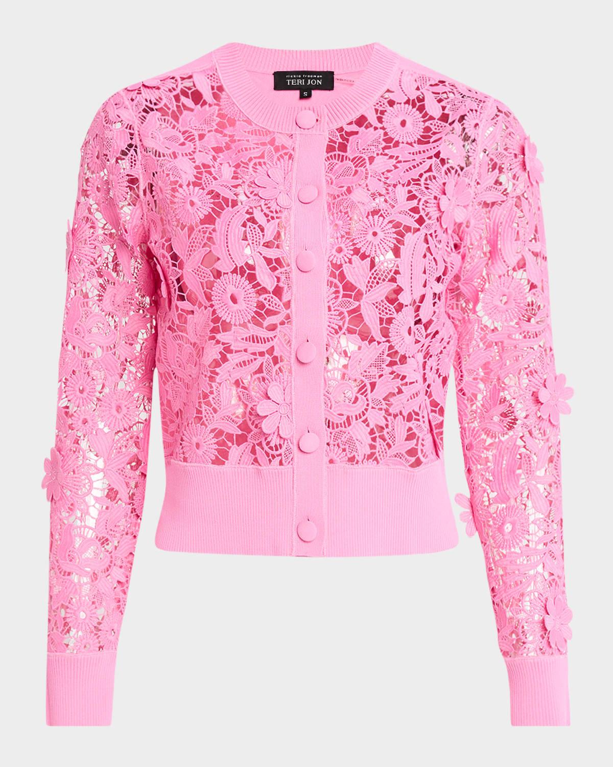 lace-front knit cardigan