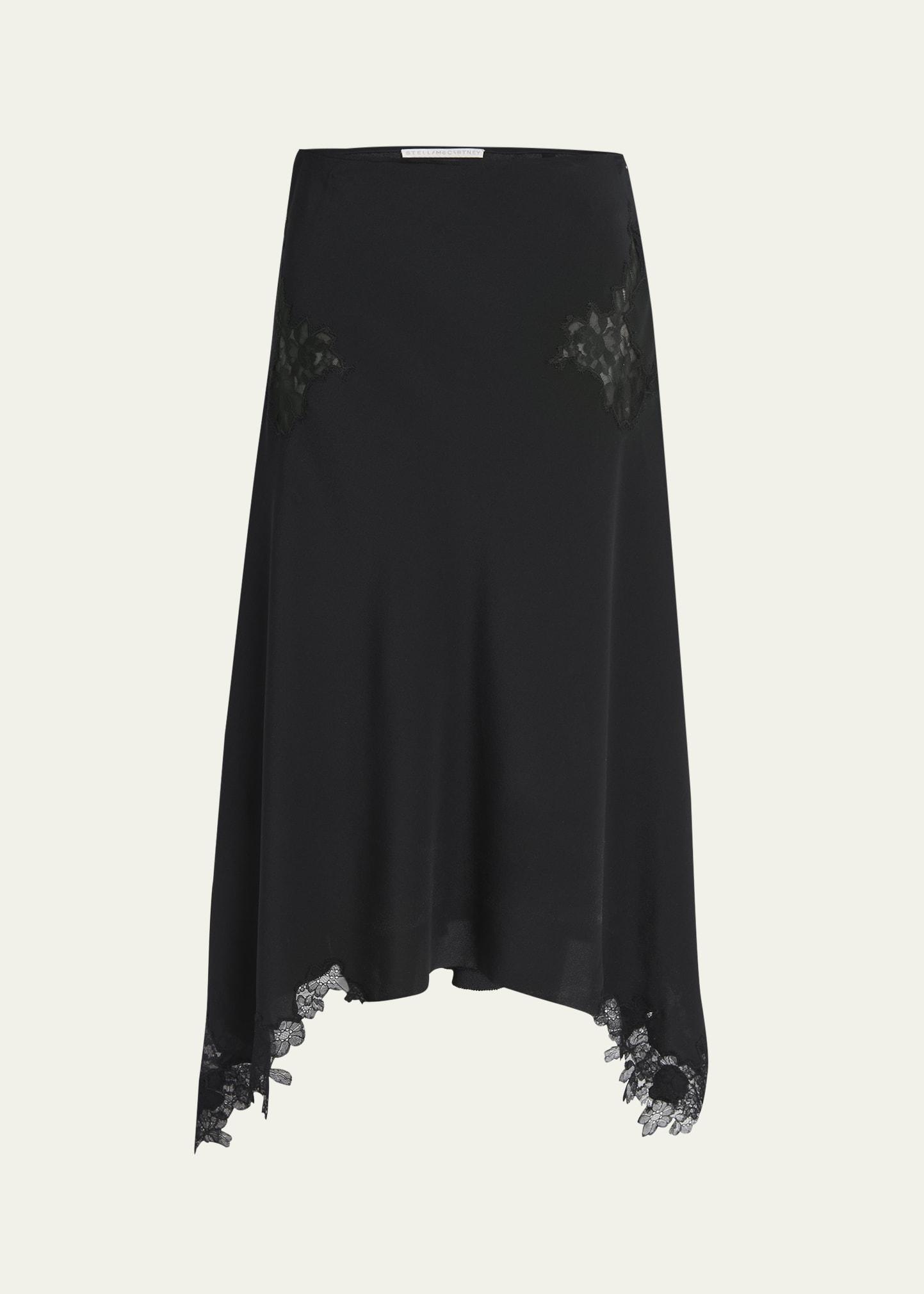 lace handkerchief midi skirt