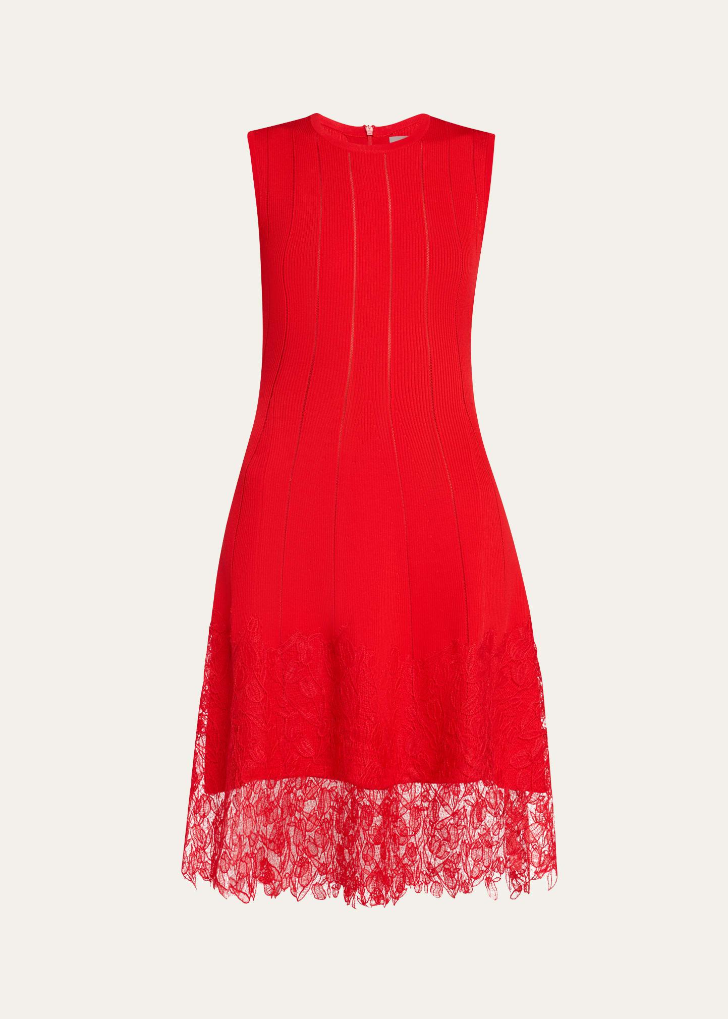 lace hem knit sleeveless dress