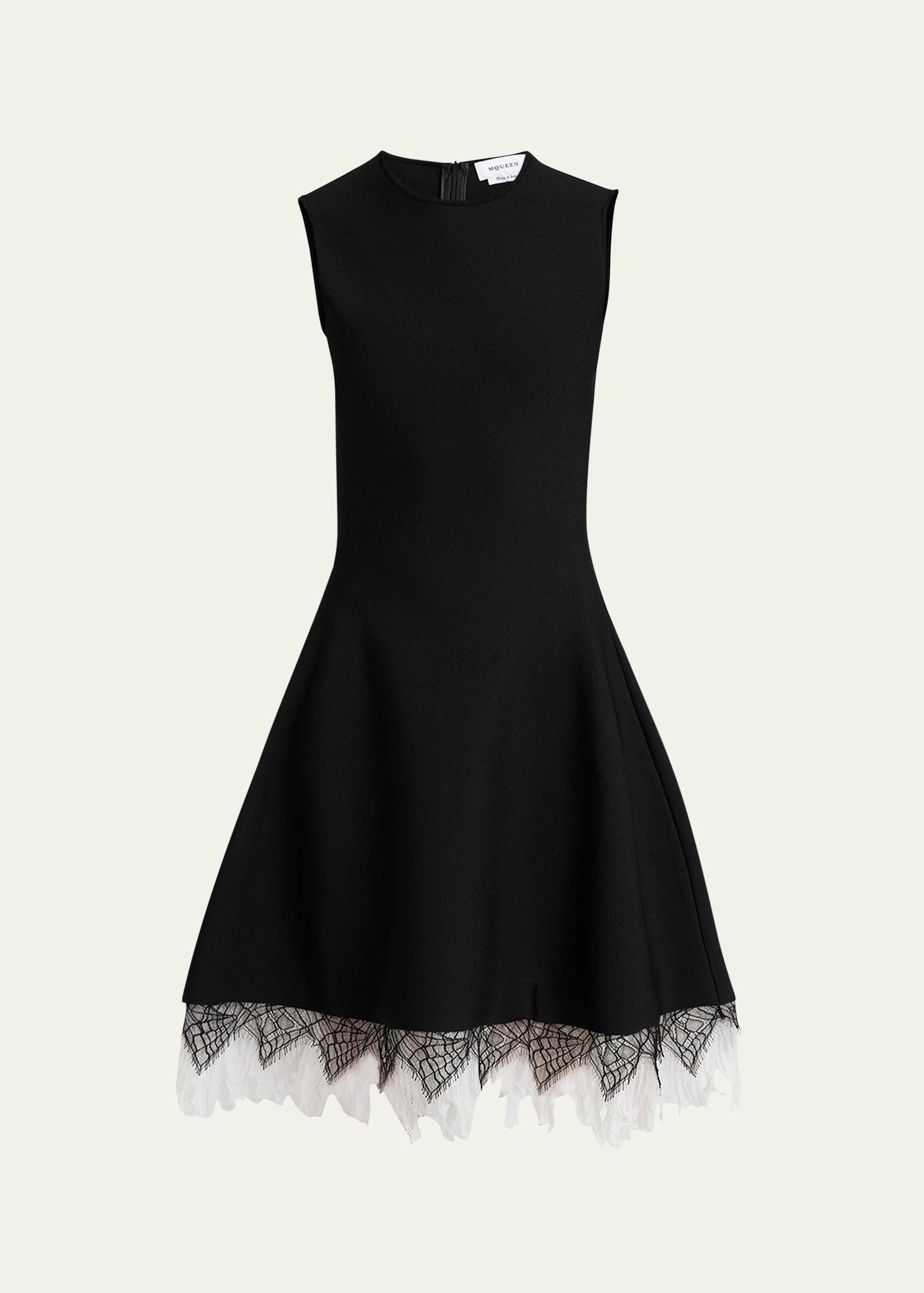 lace-hem volume sleeveless dress