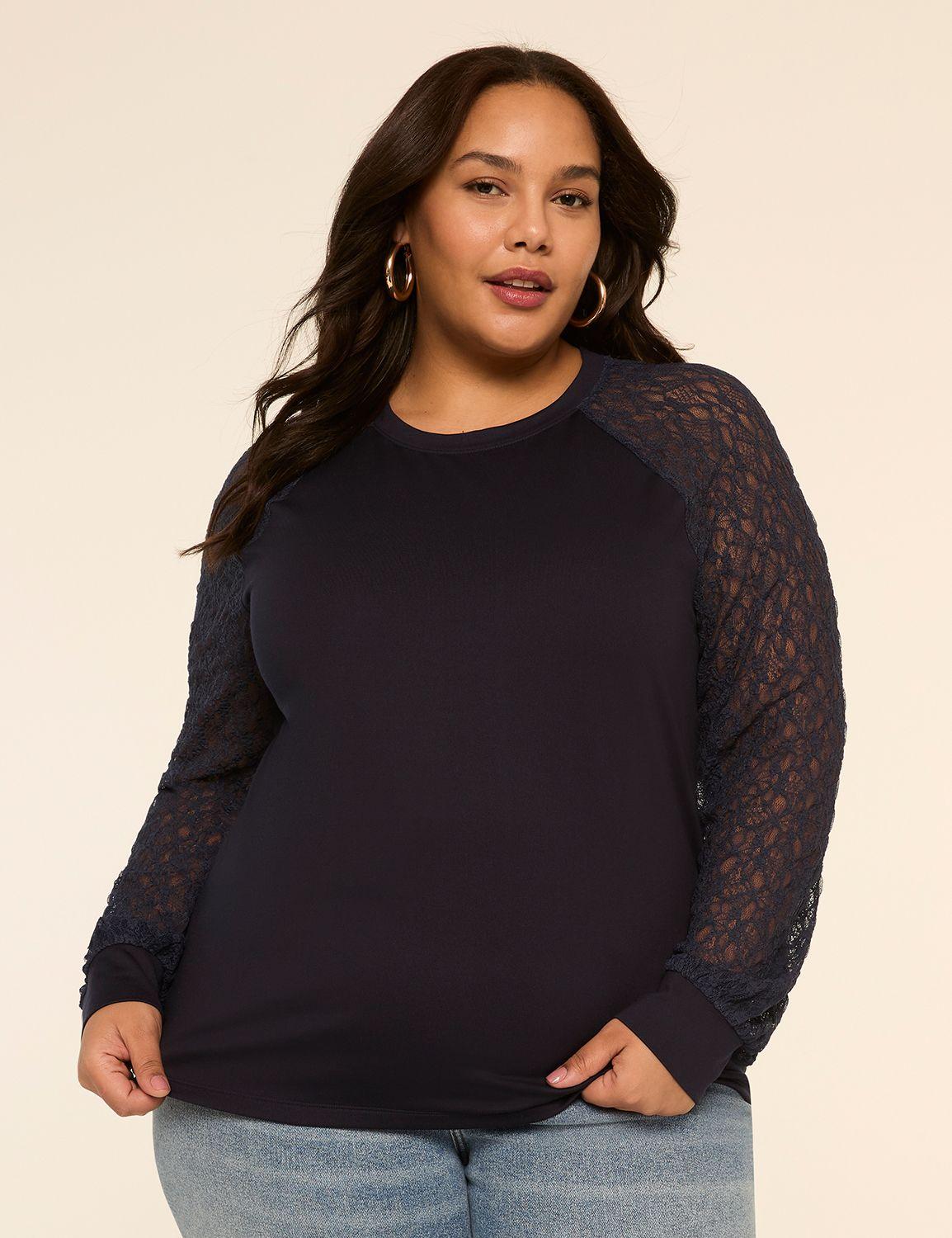 lace long-sleeve crew-neck top