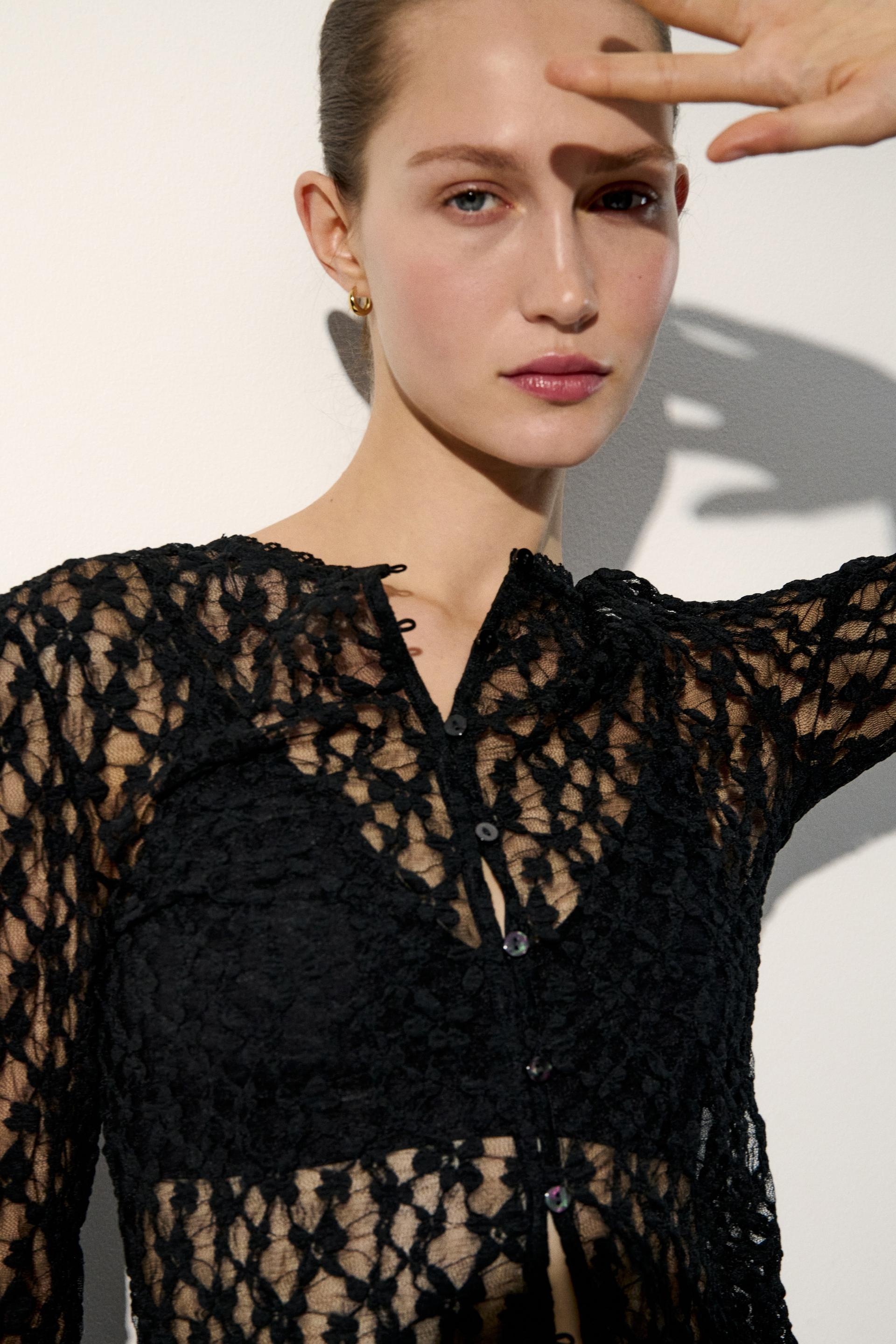 lace-look cardigan