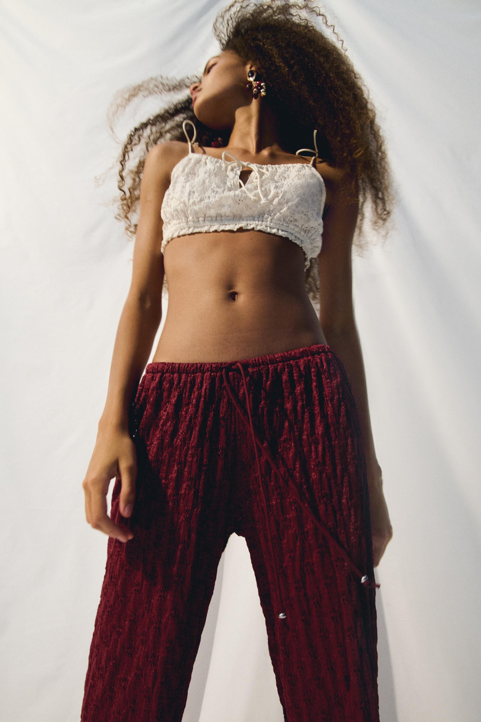 lace-look drawstring pants
