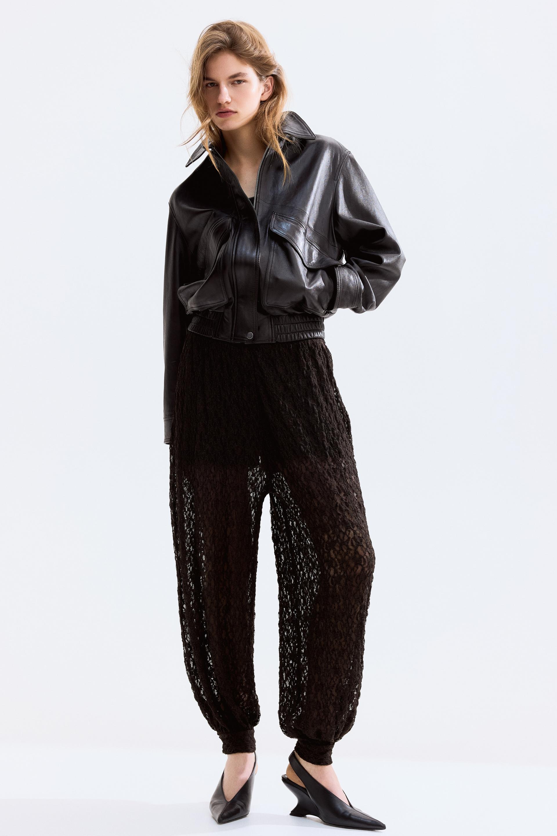 lace-look pants