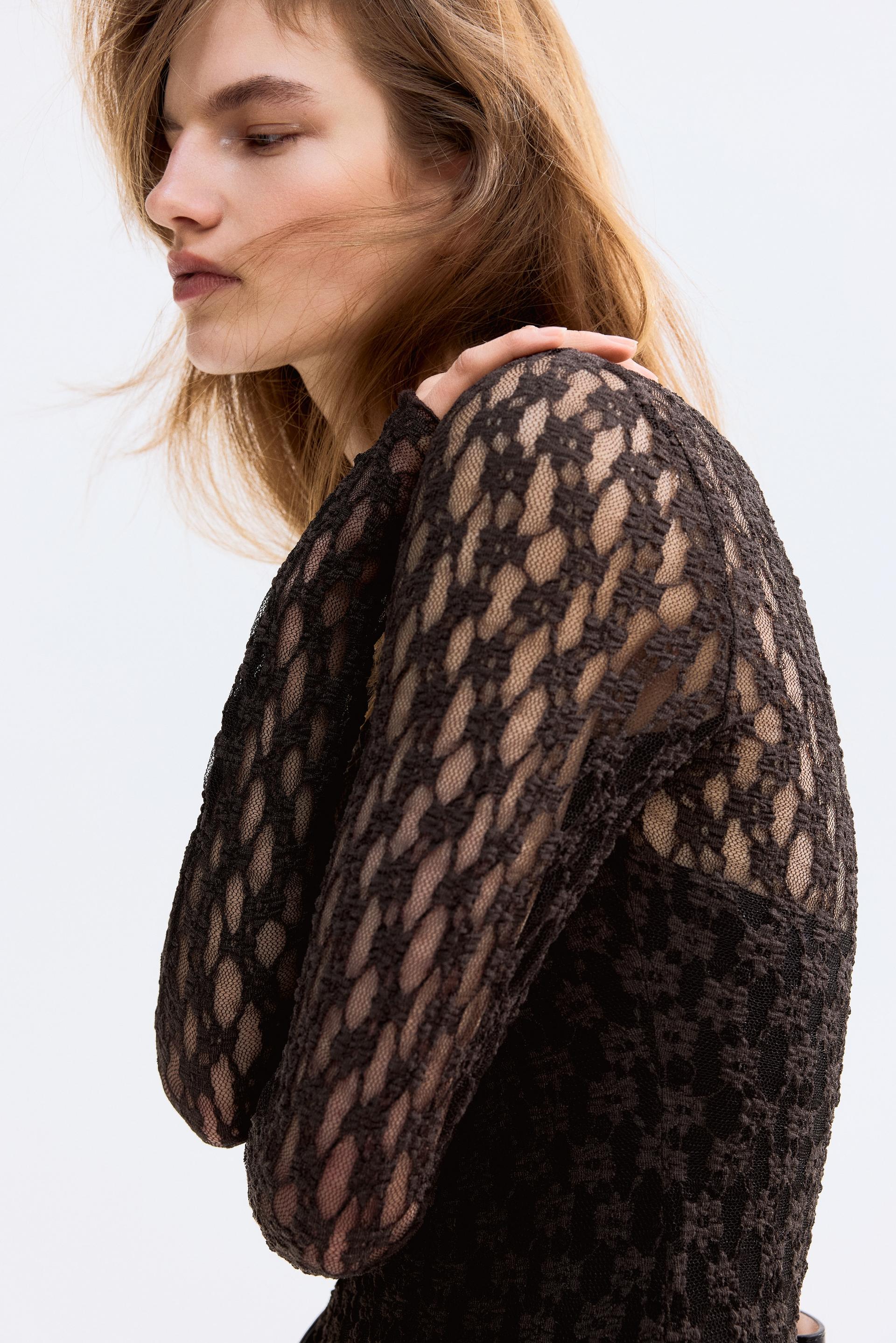 lace-look thong bodysuit