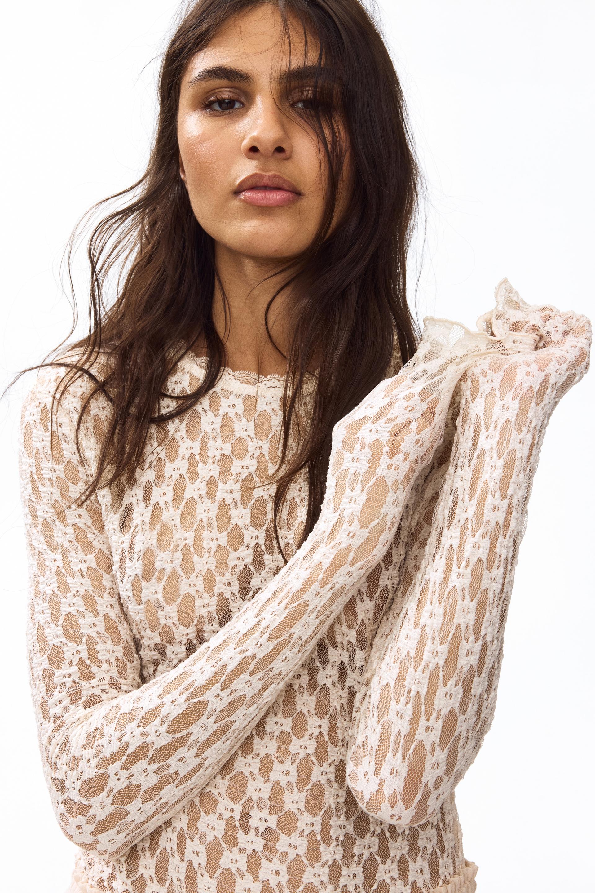 lace-look thong bodysuit