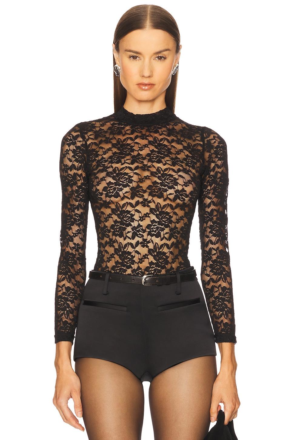 lace mock neck bodysuit