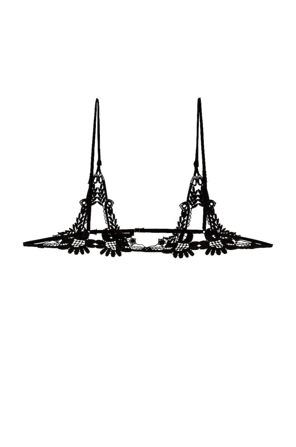 lace ouvert bra in black