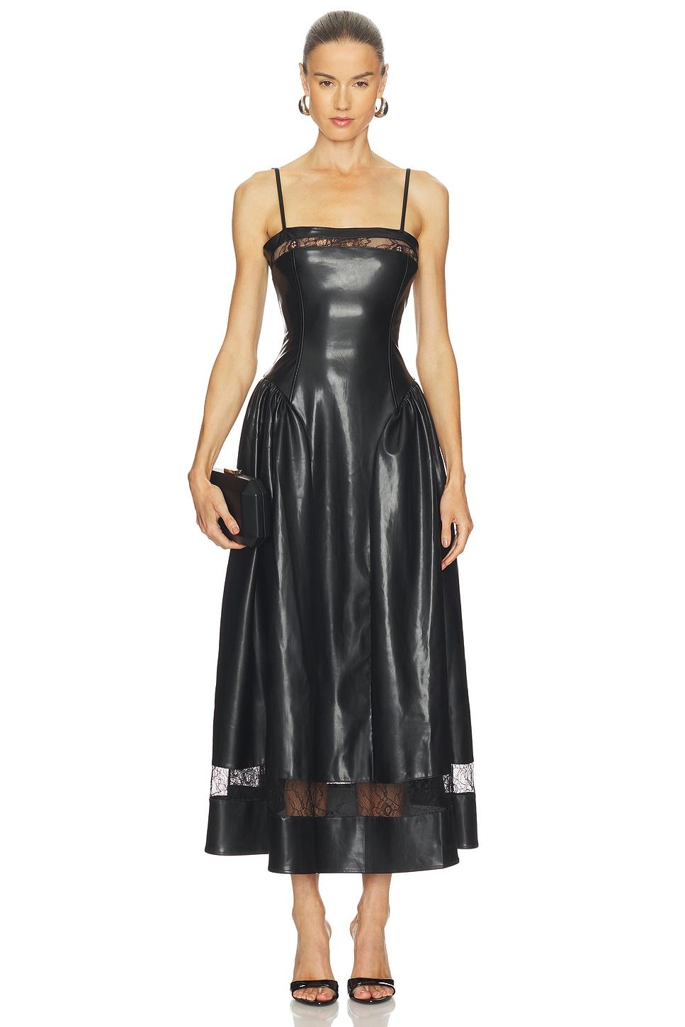 lace panel corset midi dress