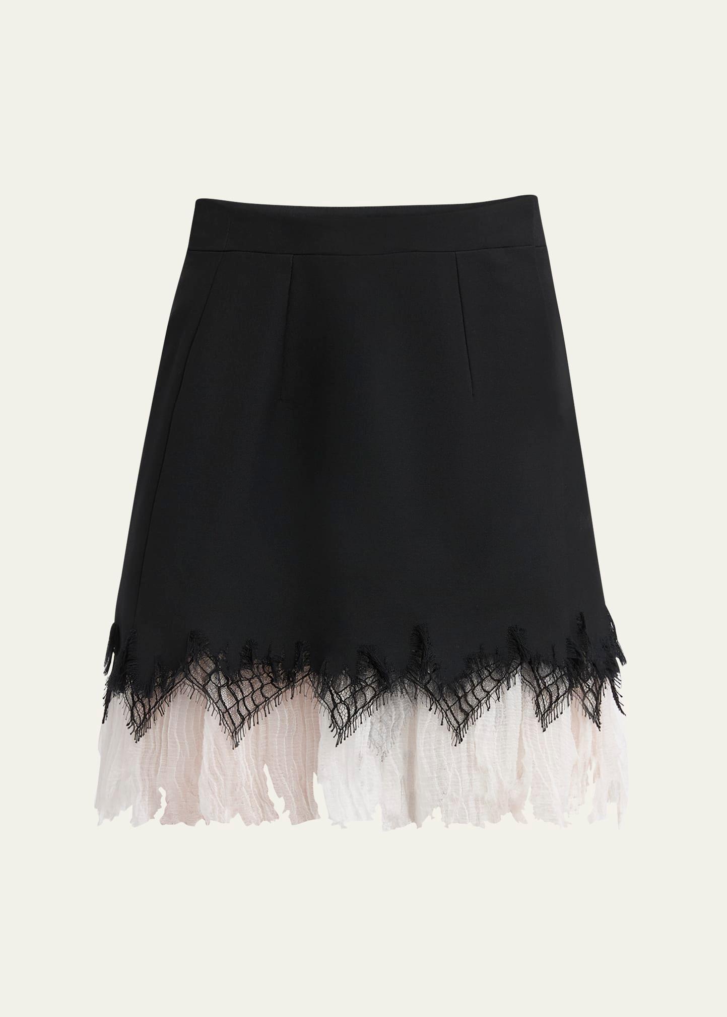 lace ruffle hem mini skirt