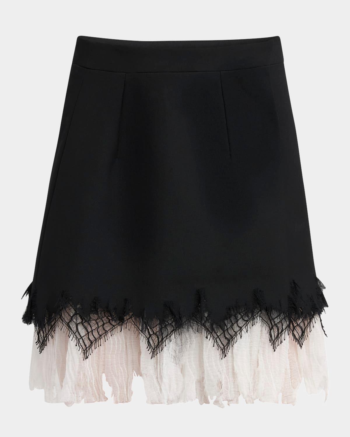 lace ruffle hem mini skirt
