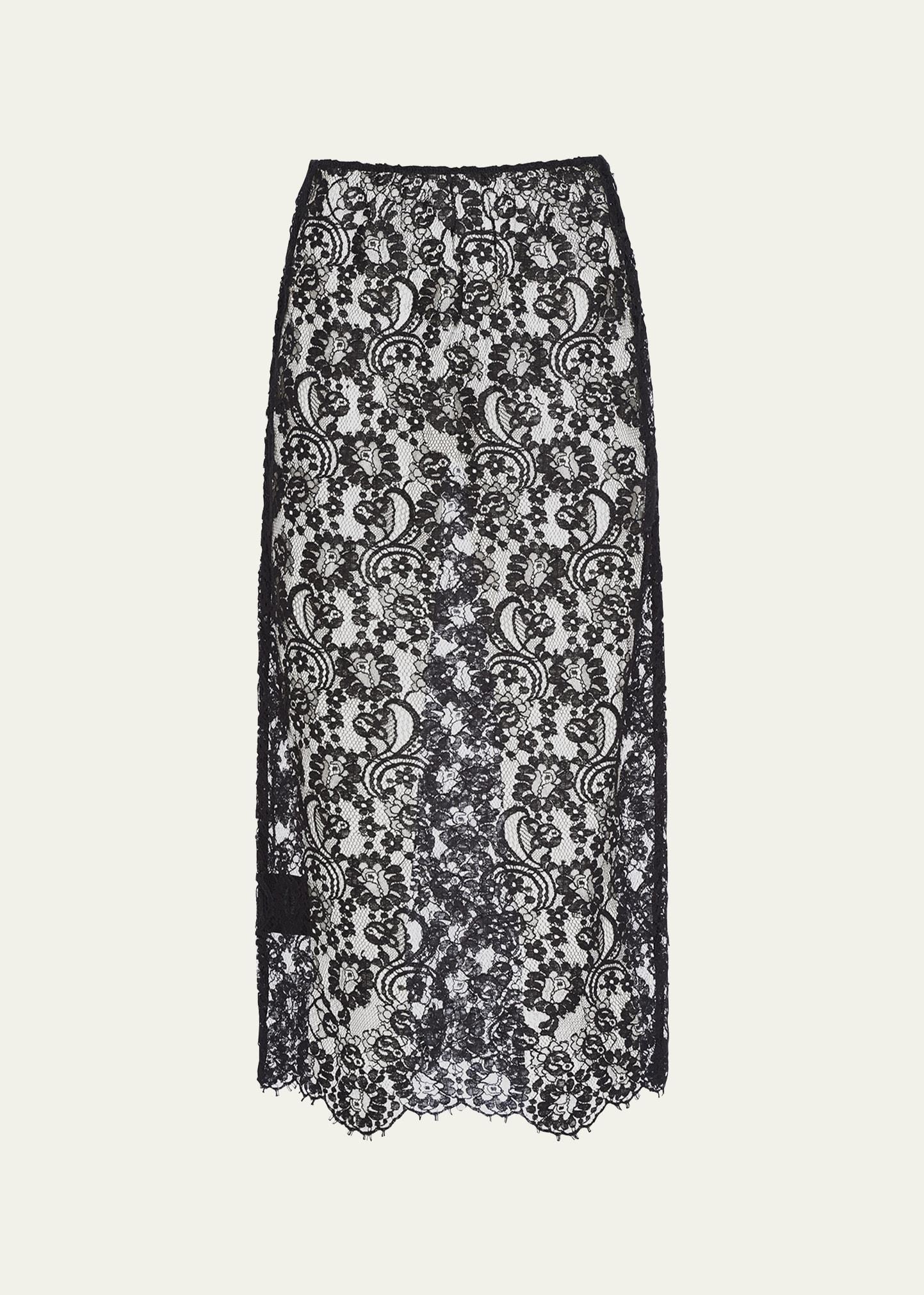 lace scallop midi skirt