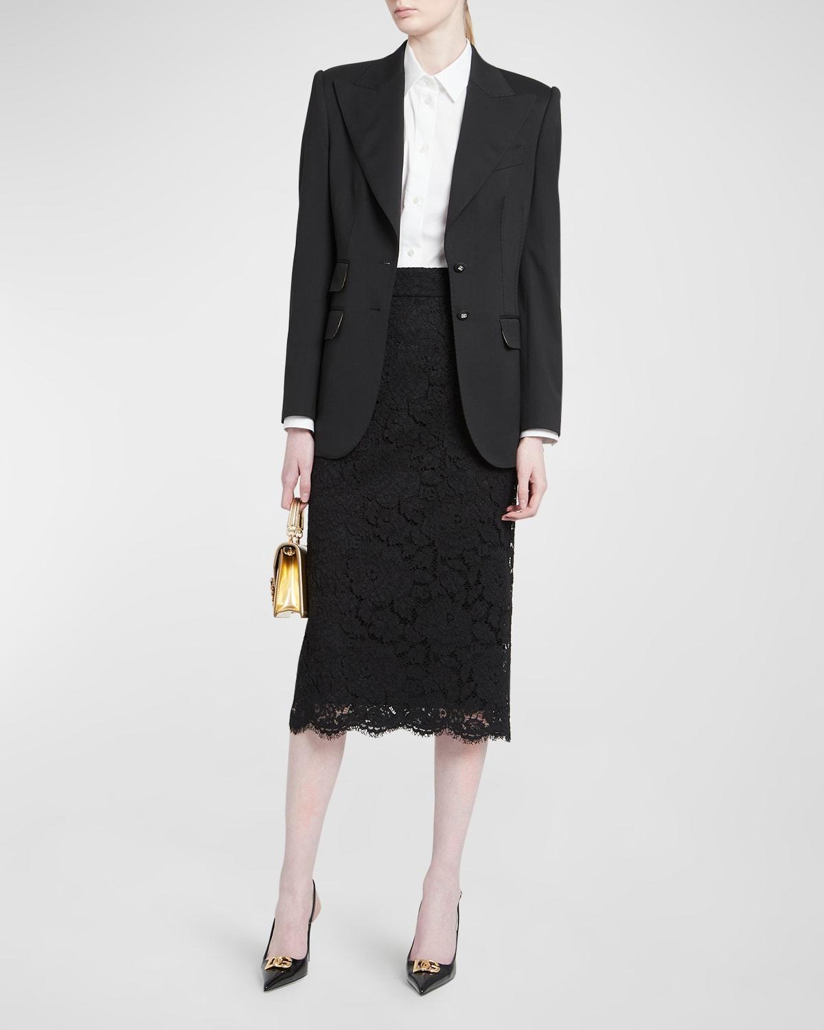 lace scalloped-hem midi skirt