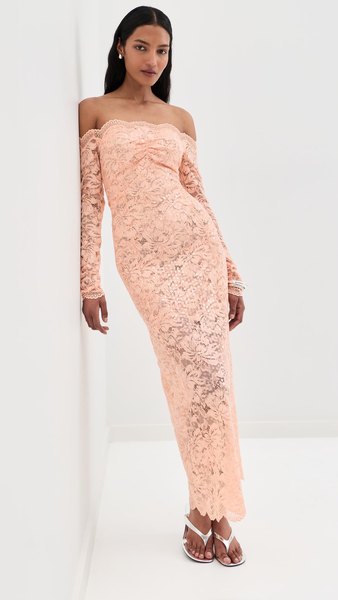 lace sequin robe dress