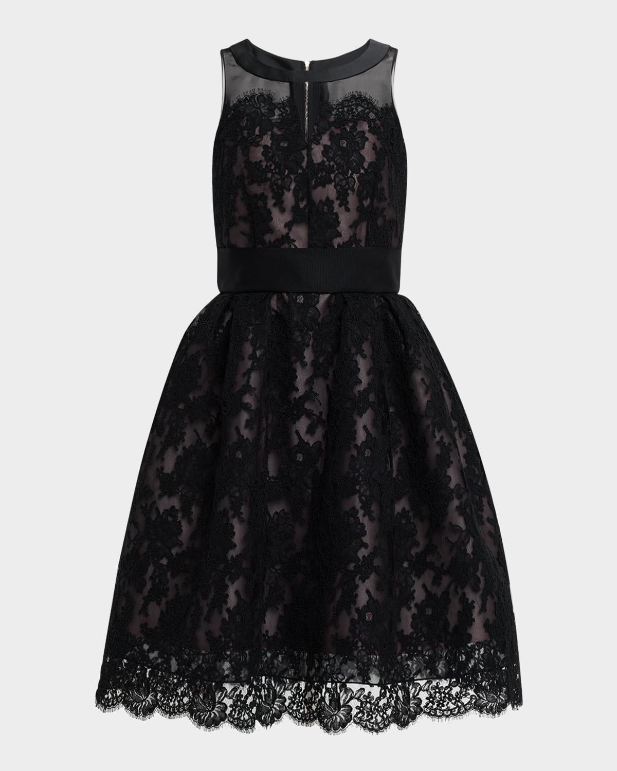 lace sleeveless fit-&-flare dress