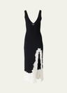 lace-slit rib slip dress