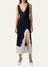 lace-slit rib slip dress