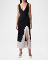 lace-slit rib slip dress
