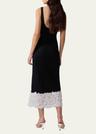 lace-slit rib slip dress