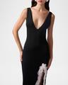 lace-slit rib slip dress