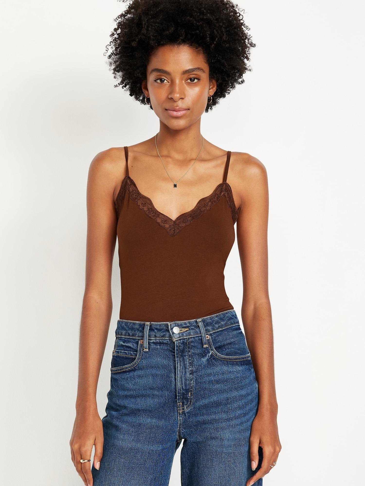 lace-trim cami tank top