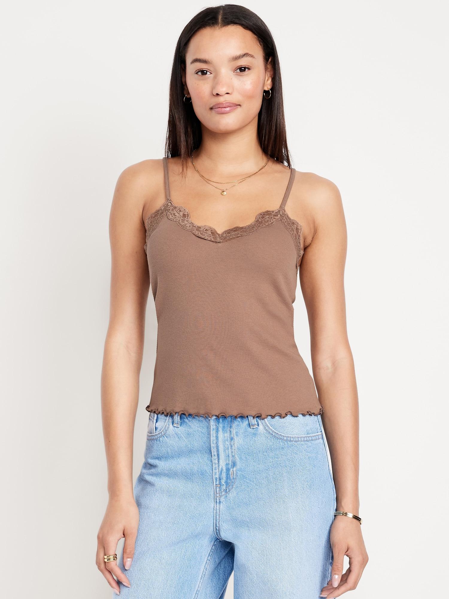 lace-trim cami tank top