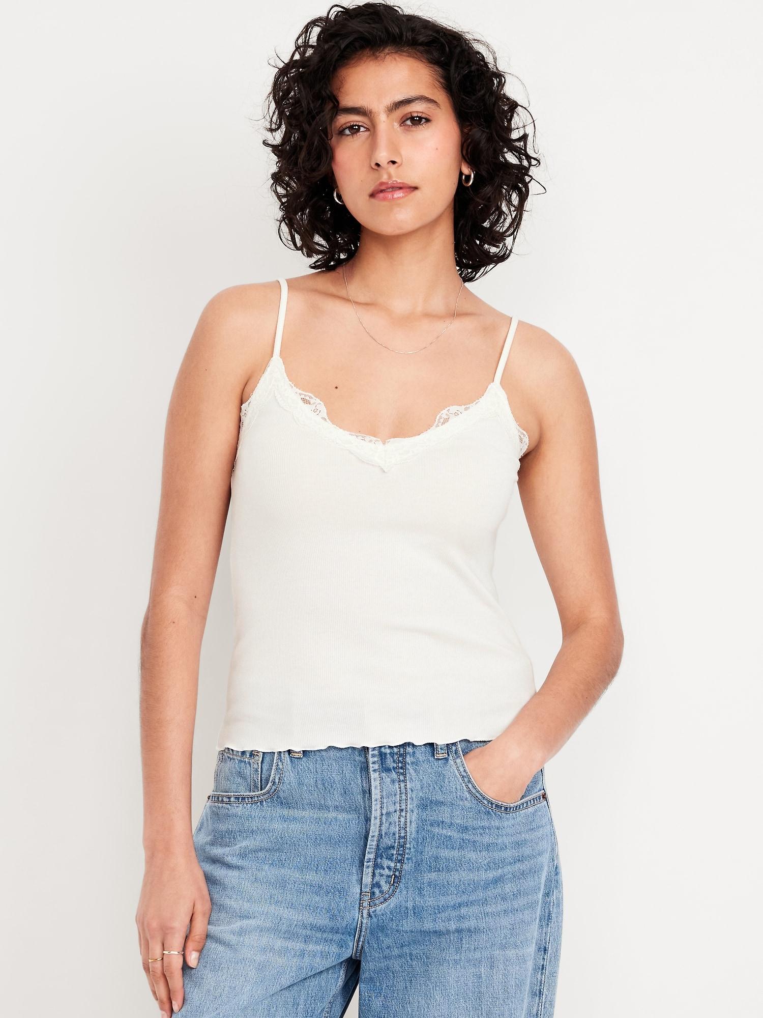 lace-trim cami tank top