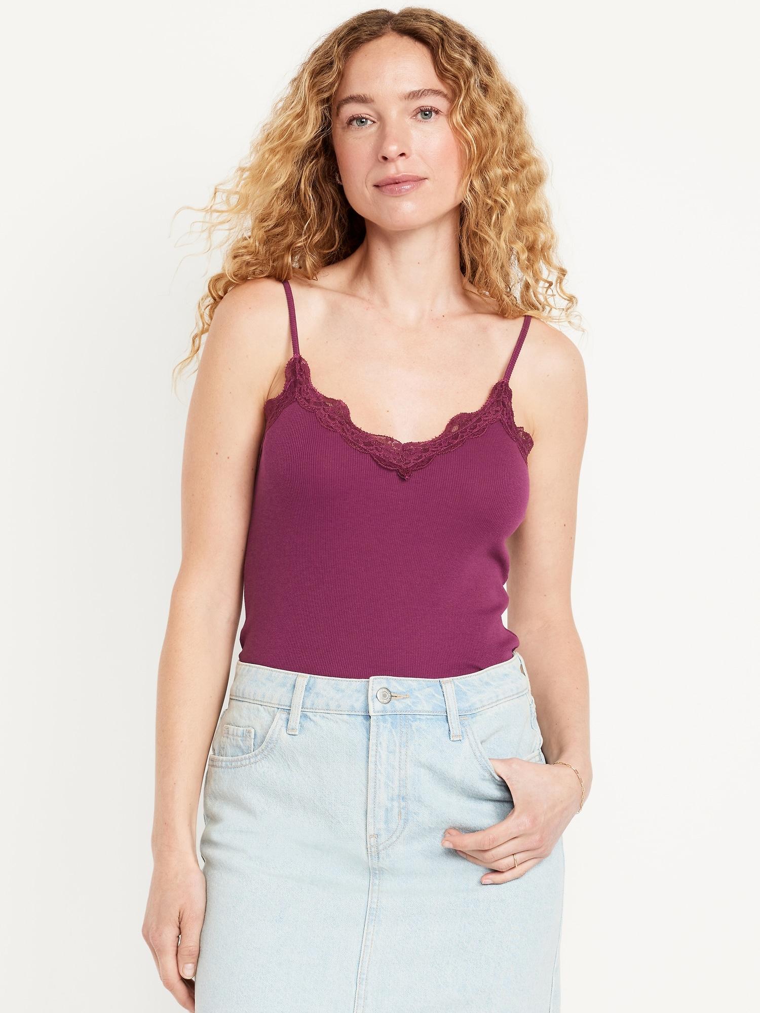 lace-trim cami tank top