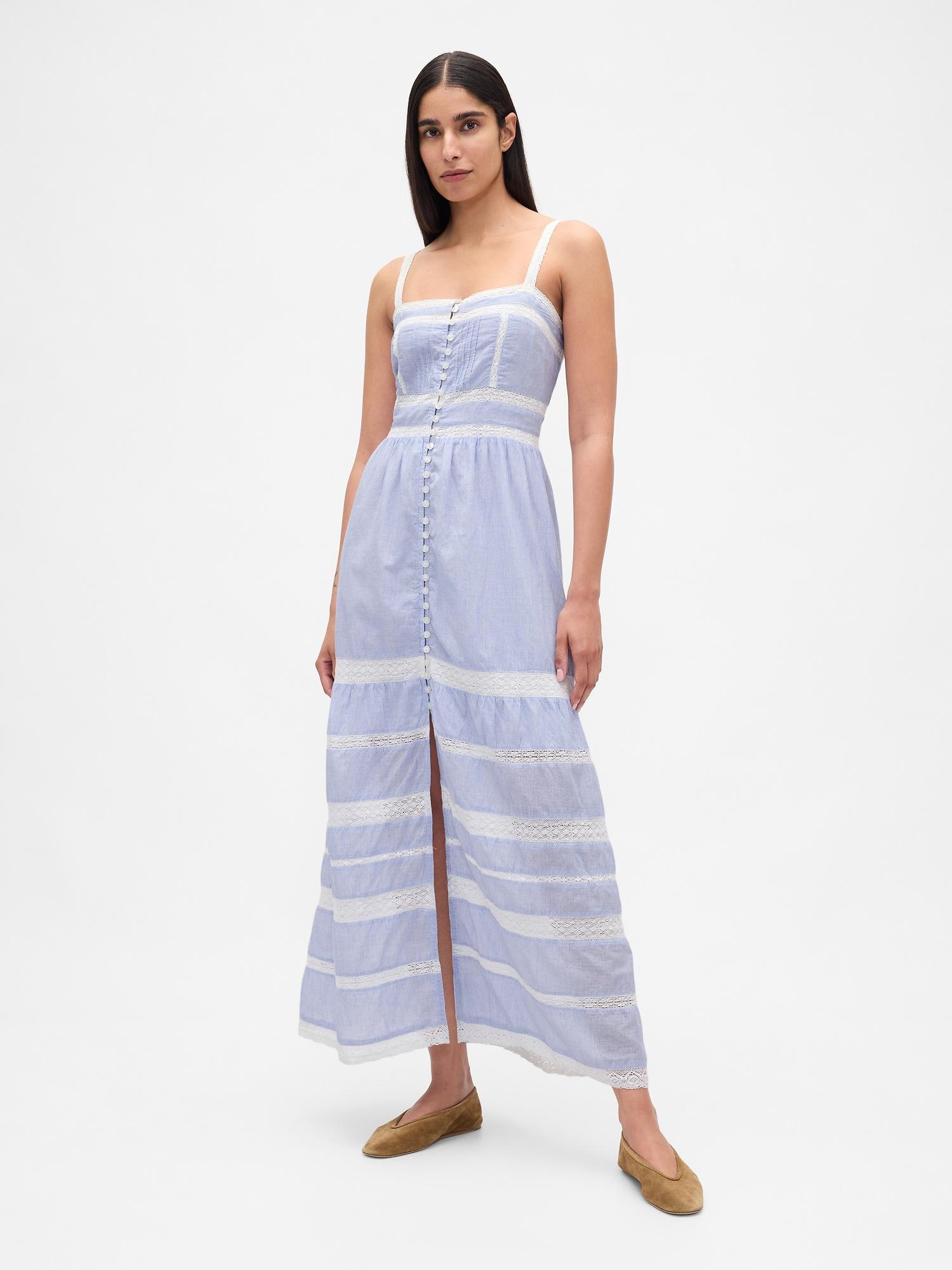 lace-trim maxi dress