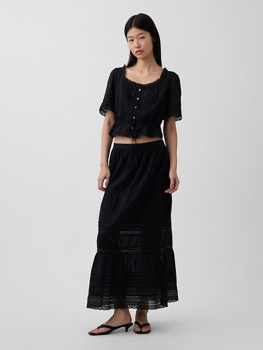 lace-trim maxi skirt