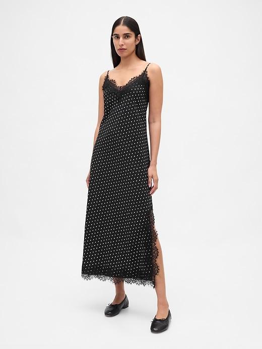 lace-trim maxi slip dress