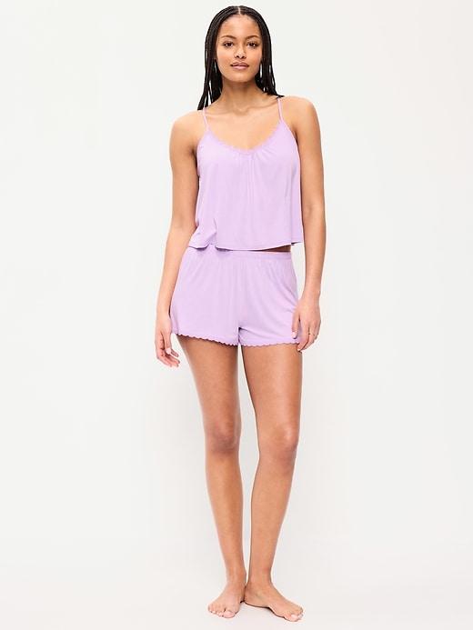 lace-trim pajama tank and shorts set