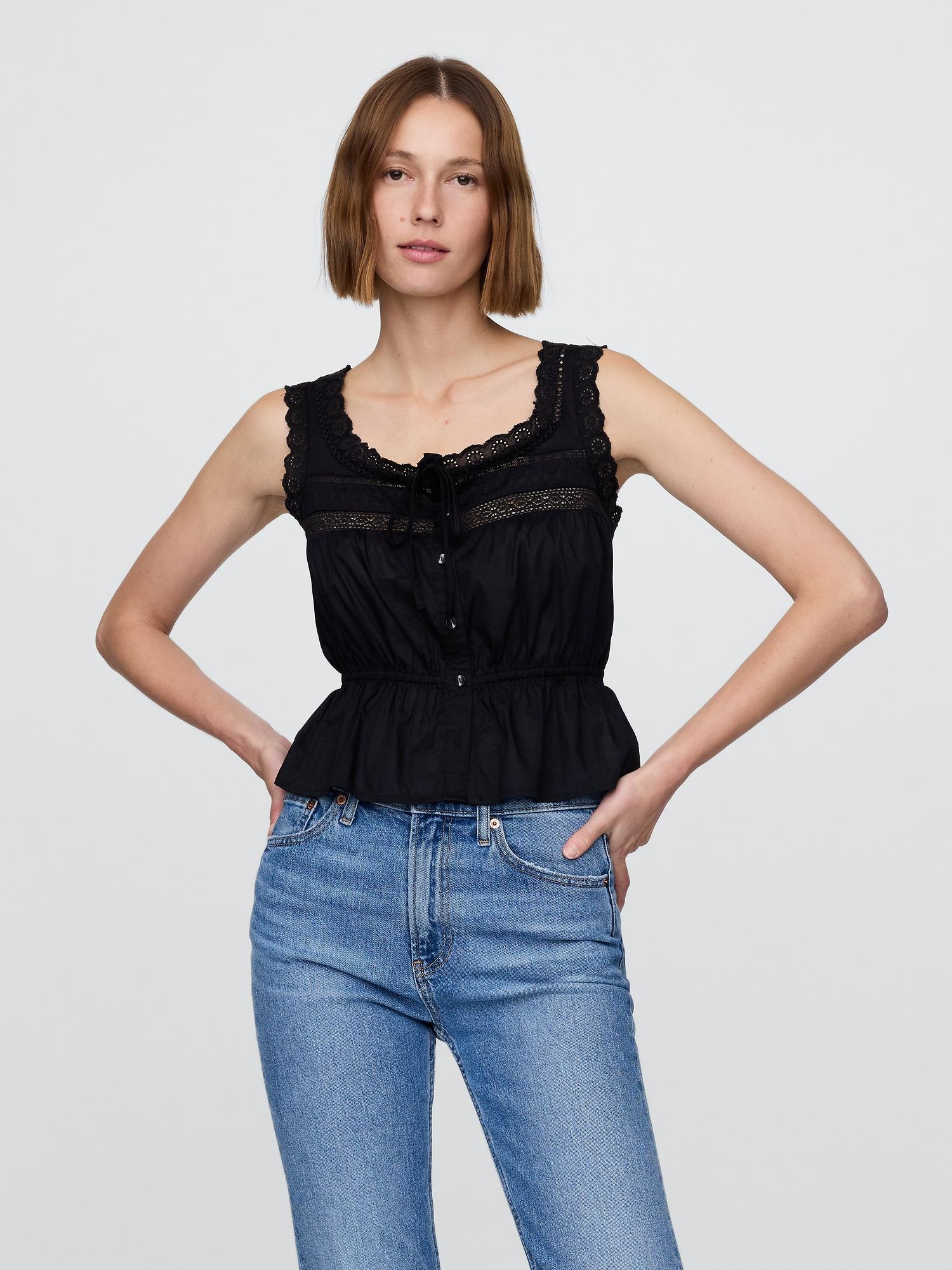 lace-trim peplum crop top