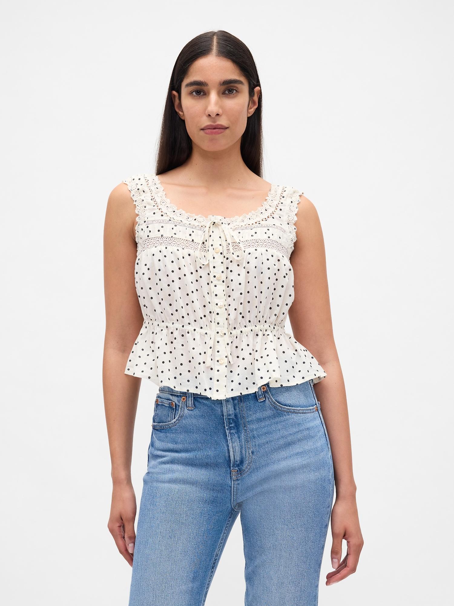 lace-trim peplum crop top