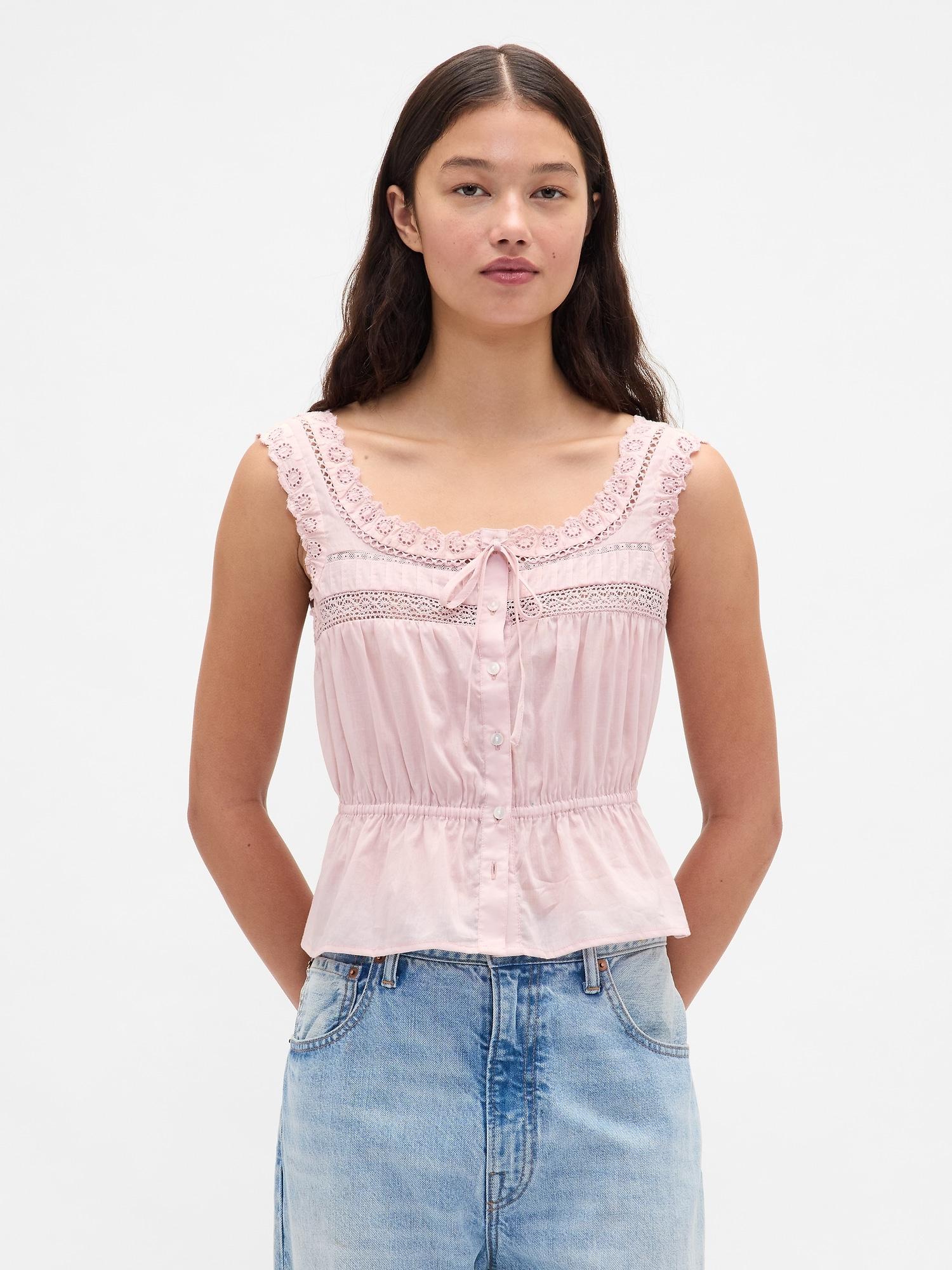 lace-trim peplum crop top