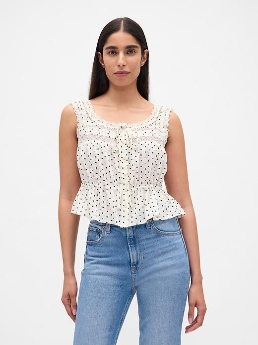 lace-trim peplum top