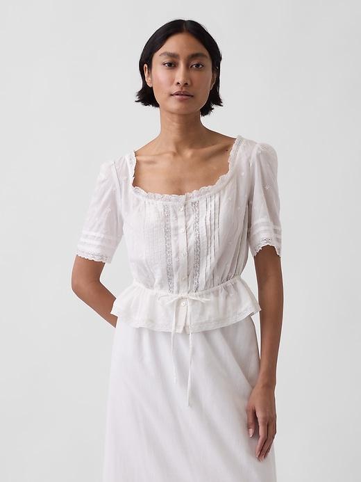 lace-trim peplum top